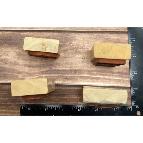 LOT OF 4 SUGARLOAF WOOD RUBBER STAMPS HOLIDAY THEMED MISTLETOE GINGERBREAD MAN - Picture 6 of 6